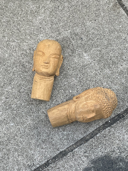 Wood buddha head